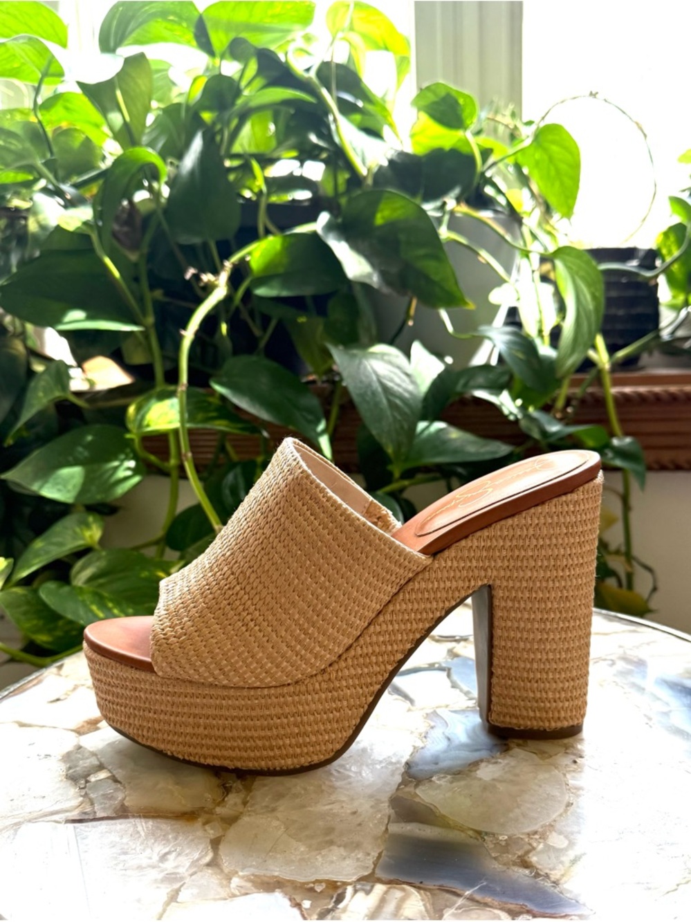 Jessica Simpson Women's Shelbie Platform Sandal Natural Bermuda Raffia - Picture 2 of 5
